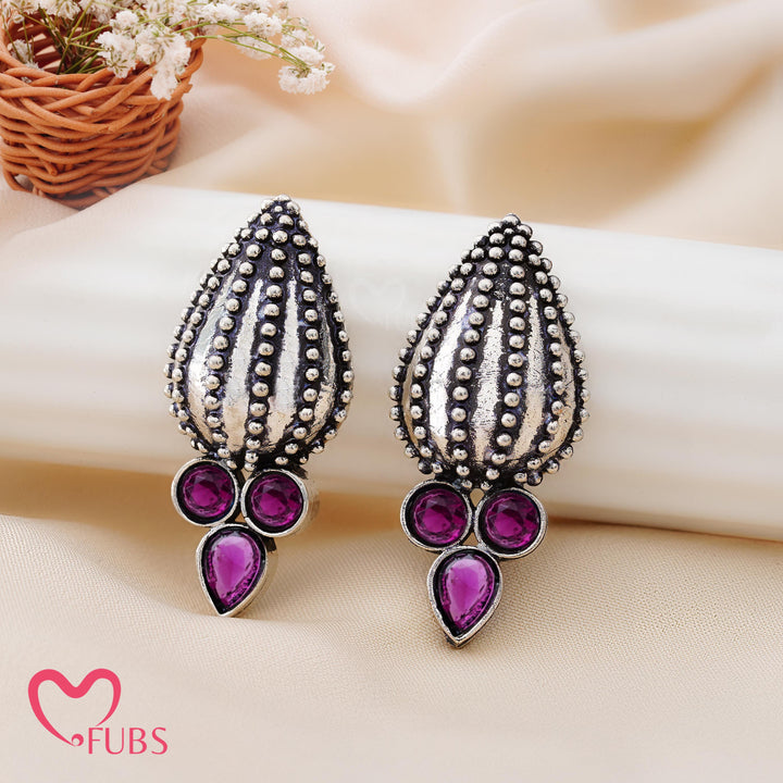 Teardrop Motif Earrings with Gemstone Detailing