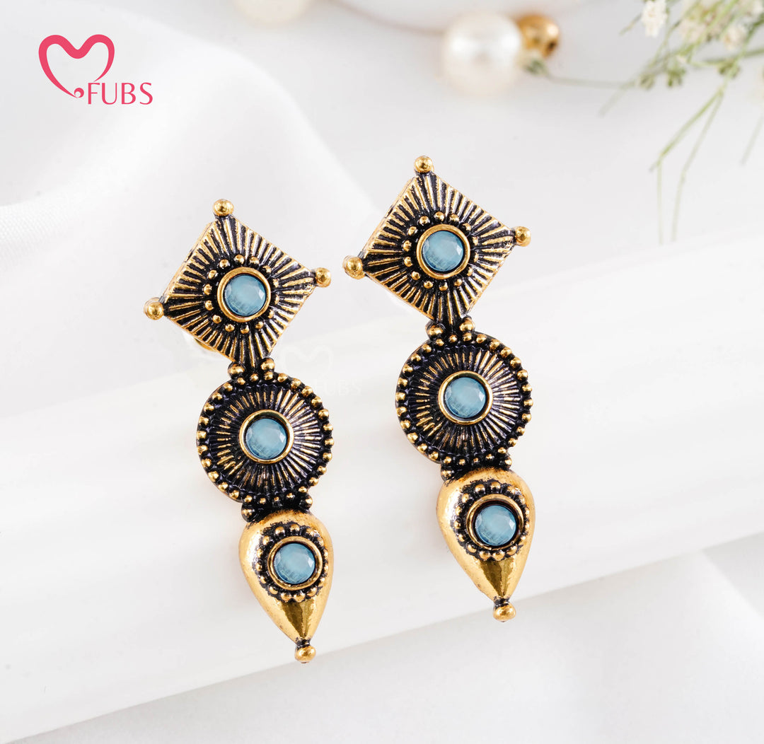 Diamond, Circular & Teardrop Motif Earrings