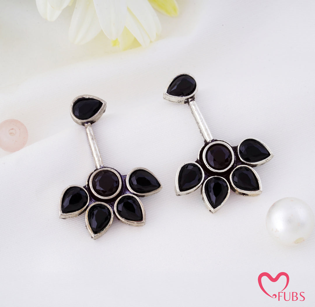 Antique Floral Stone Cluster Drop Earrings