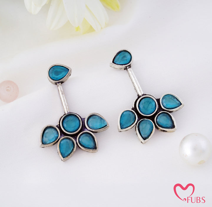 Antique Floral Stone Cluster Drop Earrings