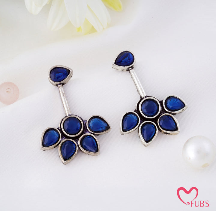 Antique Floral Stone Cluster Drop Earrings