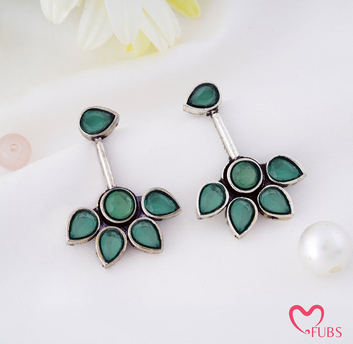 Antique Floral Stone Cluster Drop Earrings