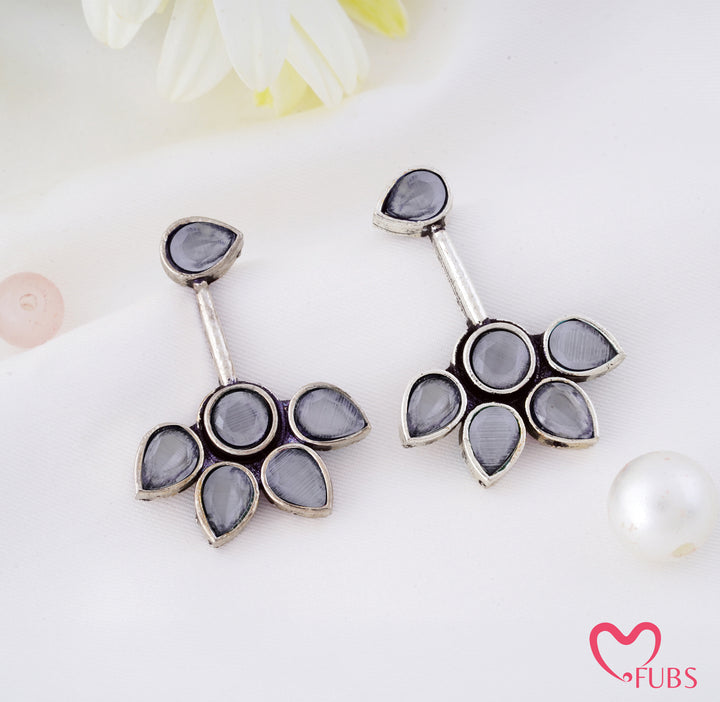 Antique Floral Stone Cluster Drop Earrings