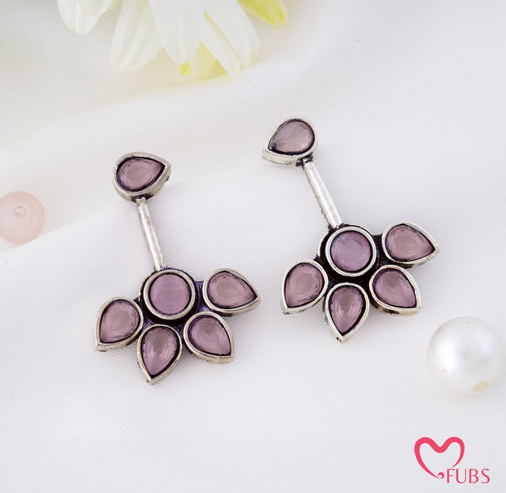 Antique Floral Stone Cluster Drop Earrings