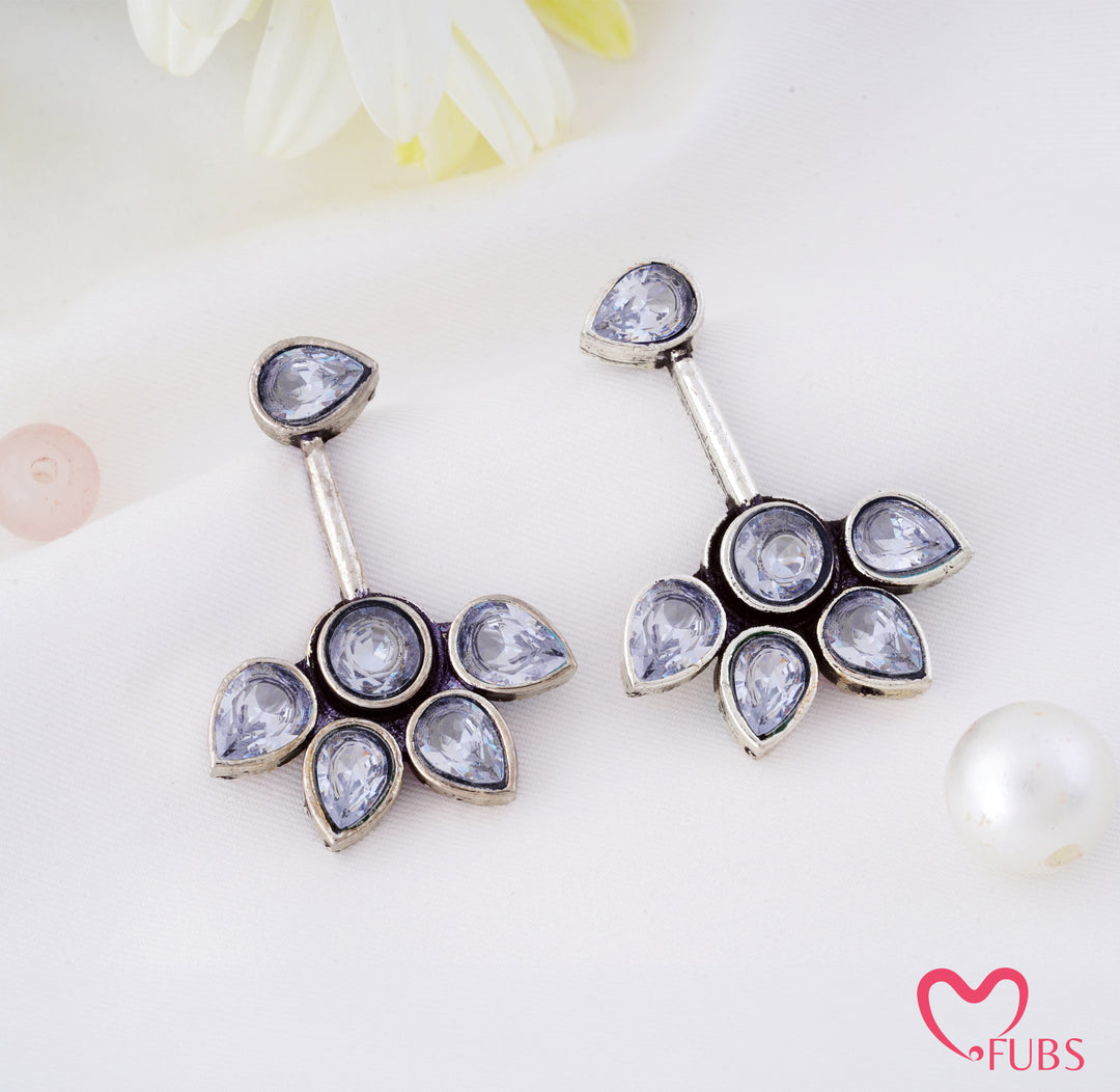 Antique Floral Stone Cluster Drop Earrings