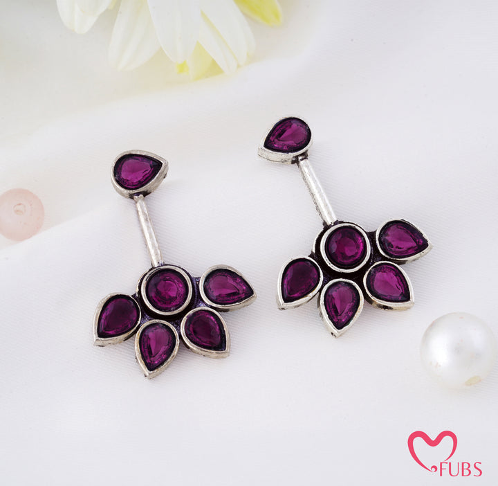 Antique Floral Stone Cluster Drop Earrings