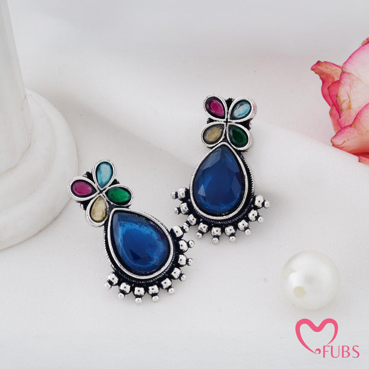 Teardrop Earrings with Blossom Top Detail
