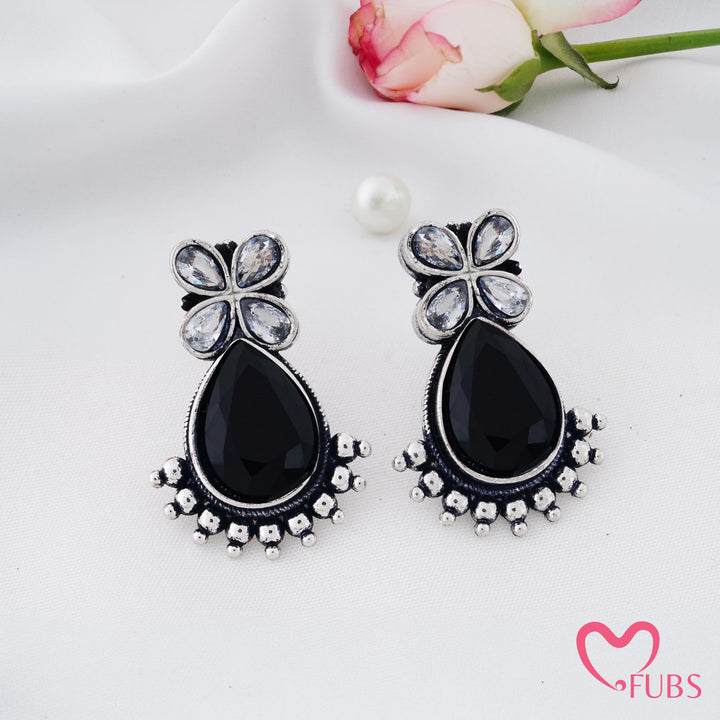 Teardrop Earrings with Blossom Top Detail