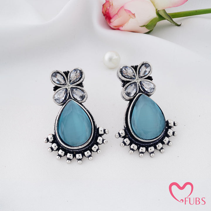 Teardrop Earrings with Blossom Top Detail