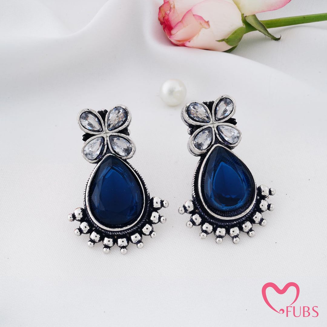 Teardrop Earrings with Blossom Top Detail