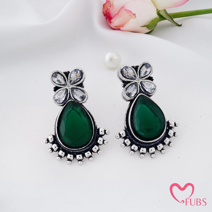 Teardrop Earrings with Blossom Top Detail
