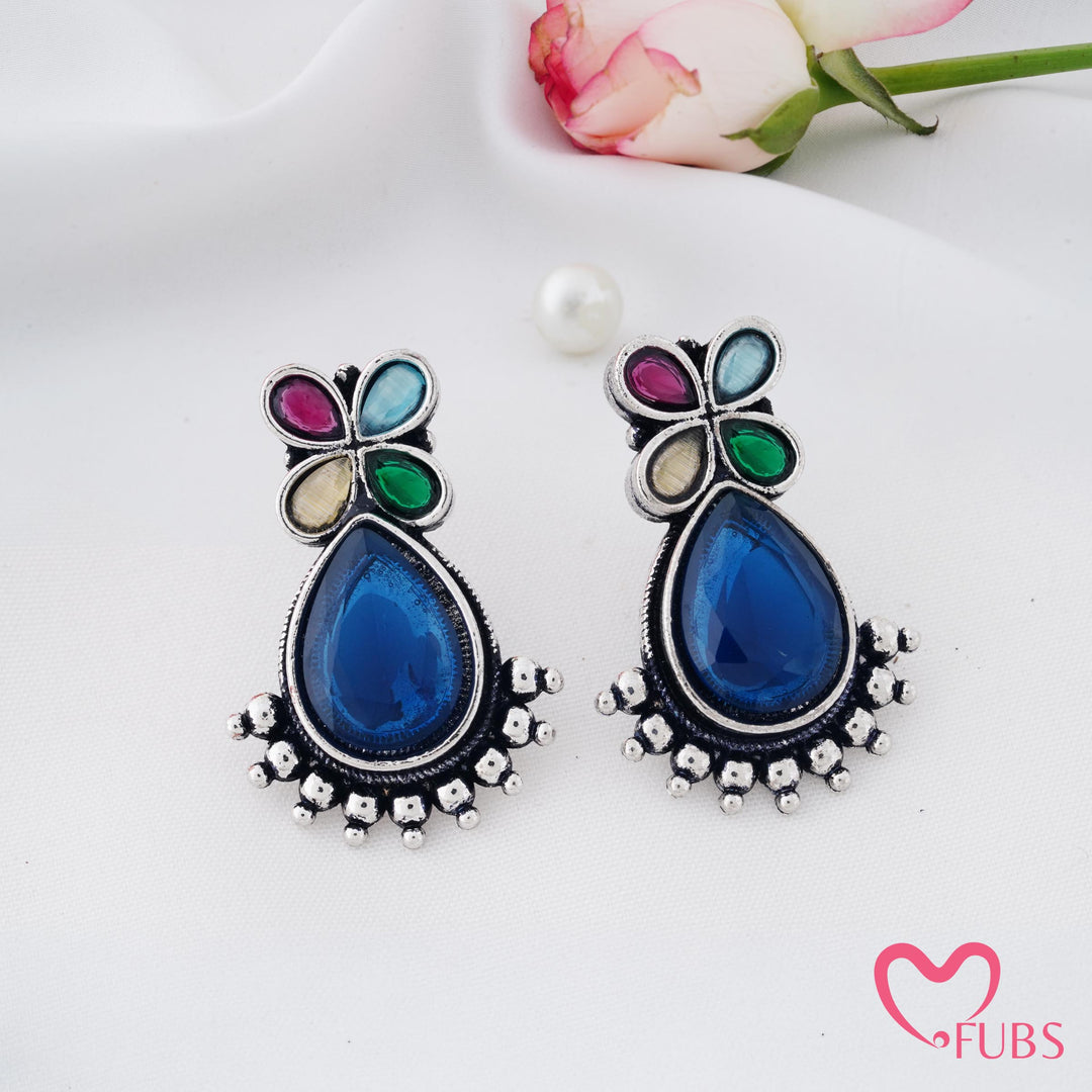 Teardrop Earrings with Blossom Top Detail