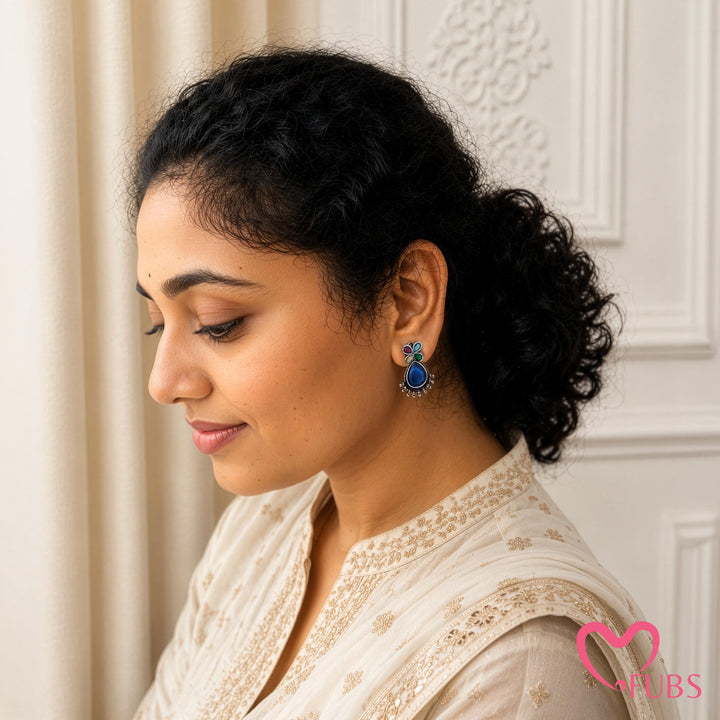 Teardrop Earrings with Blossom Top Detail