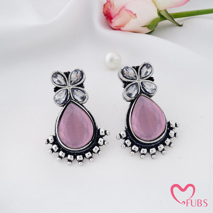 Teardrop Earrings with Blossom Top Detail