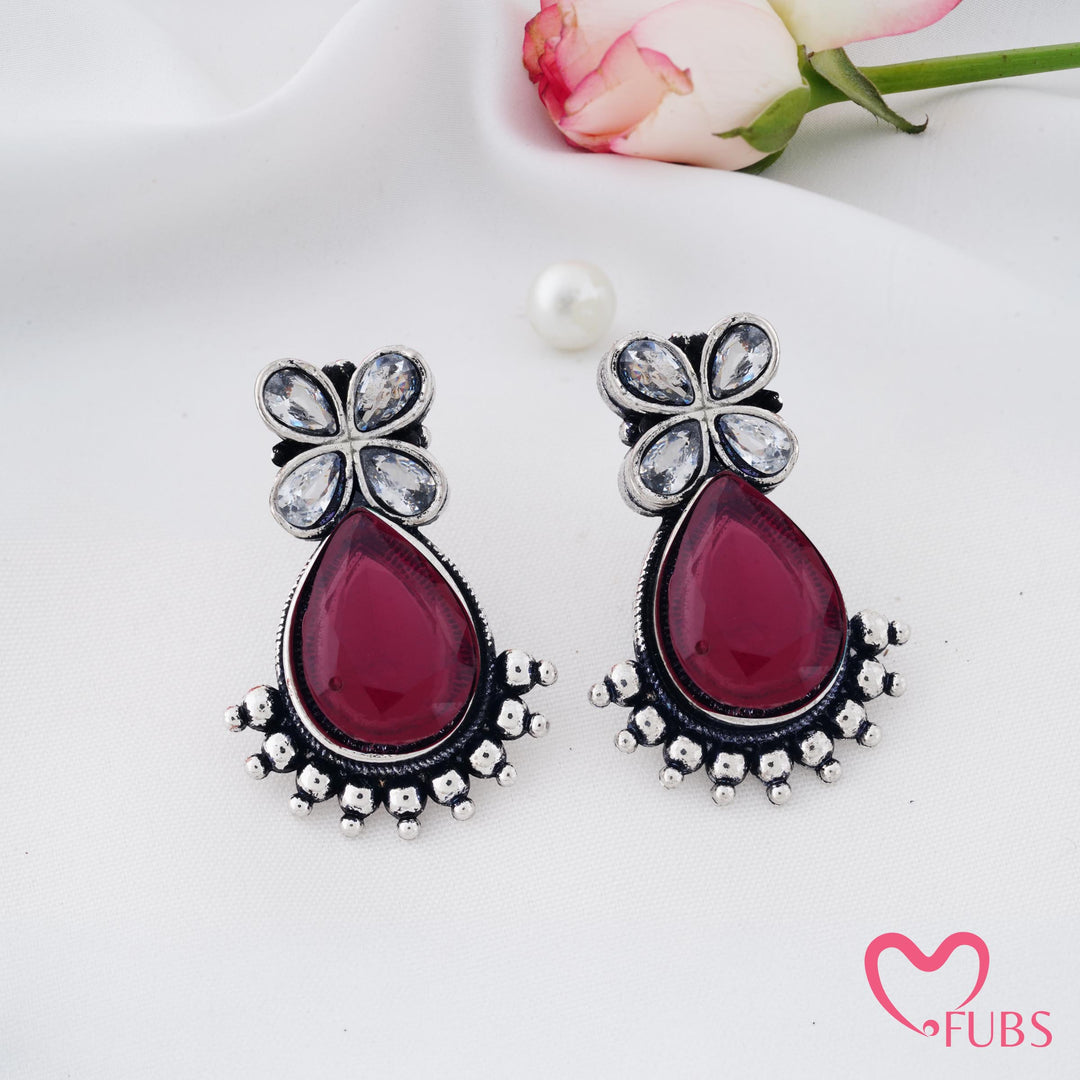 Teardrop Earrings with Blossom Top Detail