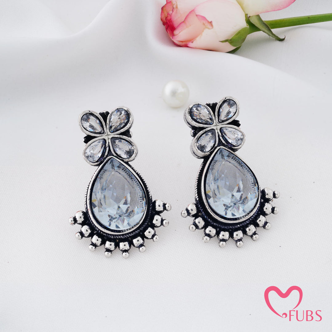 Teardrop Earrings with Blossom Top Detail