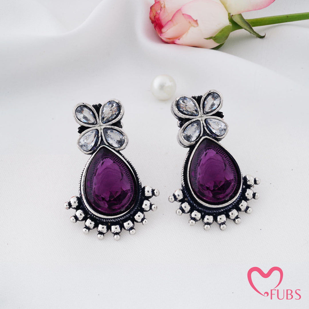 Teardrop Earrings with Blossom Top Detail