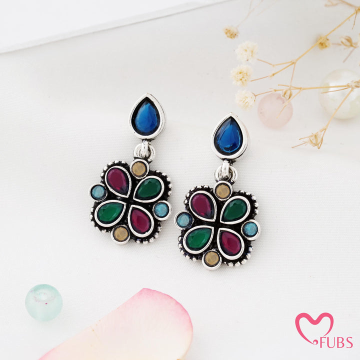 Blossom Charm Earrings with Glinting Petals
