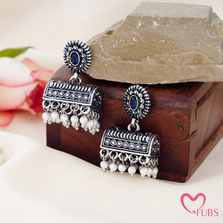Barrel Jhumka Earrings with Floral Studs