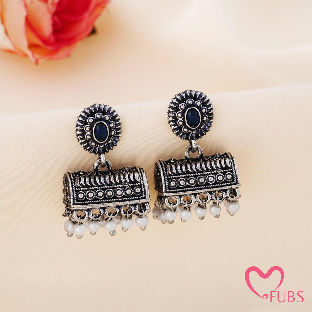 Barrel Jhumka Earrings with Floral Studs