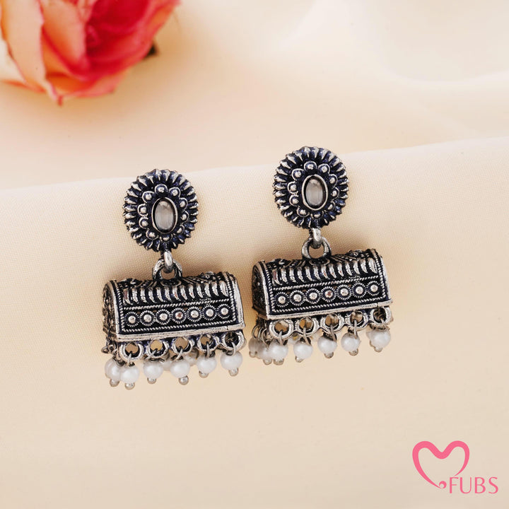 Barrel Jhumka Earrings with Floral Studs