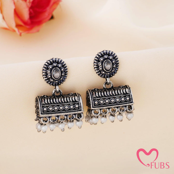 Barrel Jhumka Earrings with Floral Studs