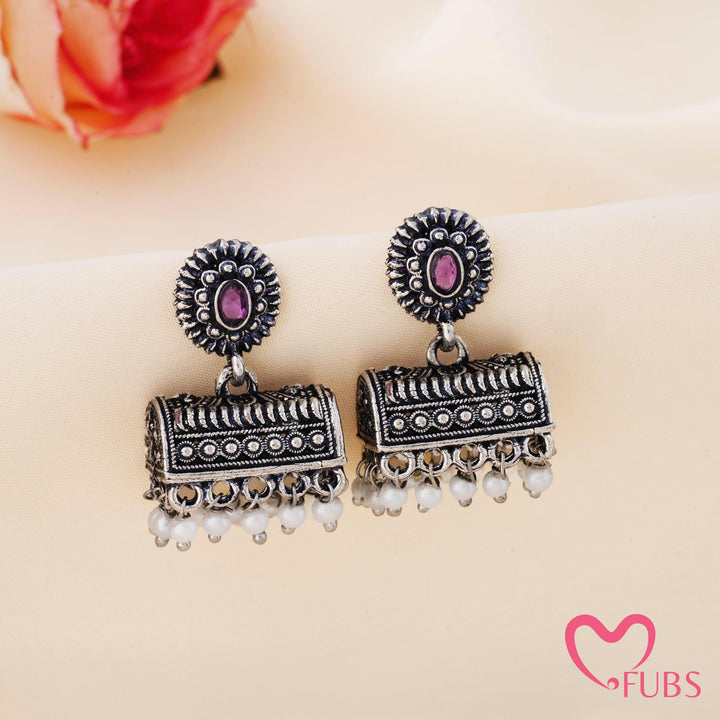 Barrel Jhumka Earrings with Floral Studs