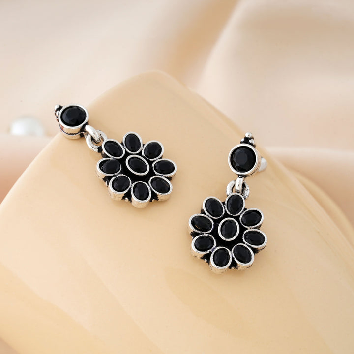 Elegant Oxidised Stone Statement Earrings