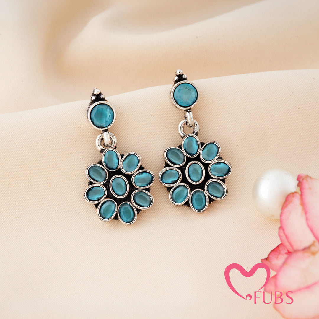 Elegant Oxidised Stone Statement Earrings