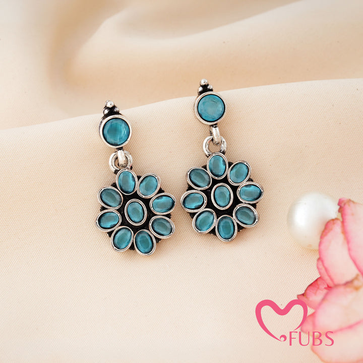 Elegant Oxidised Stone Statement Earrings