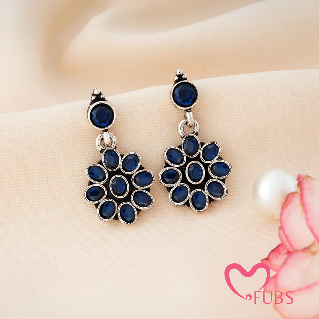 Elegant Oxidised Stone Statement Earrings