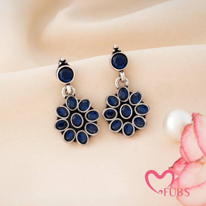 Elegant Oxidised Stone Statement Earrings