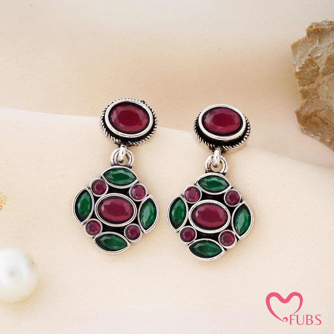 Mosaic Charm Earrings with a Studded Centre