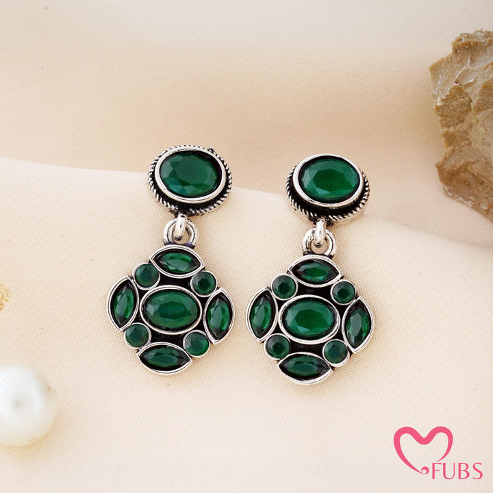 Mosaic Charm Earrings with a Studded Centre