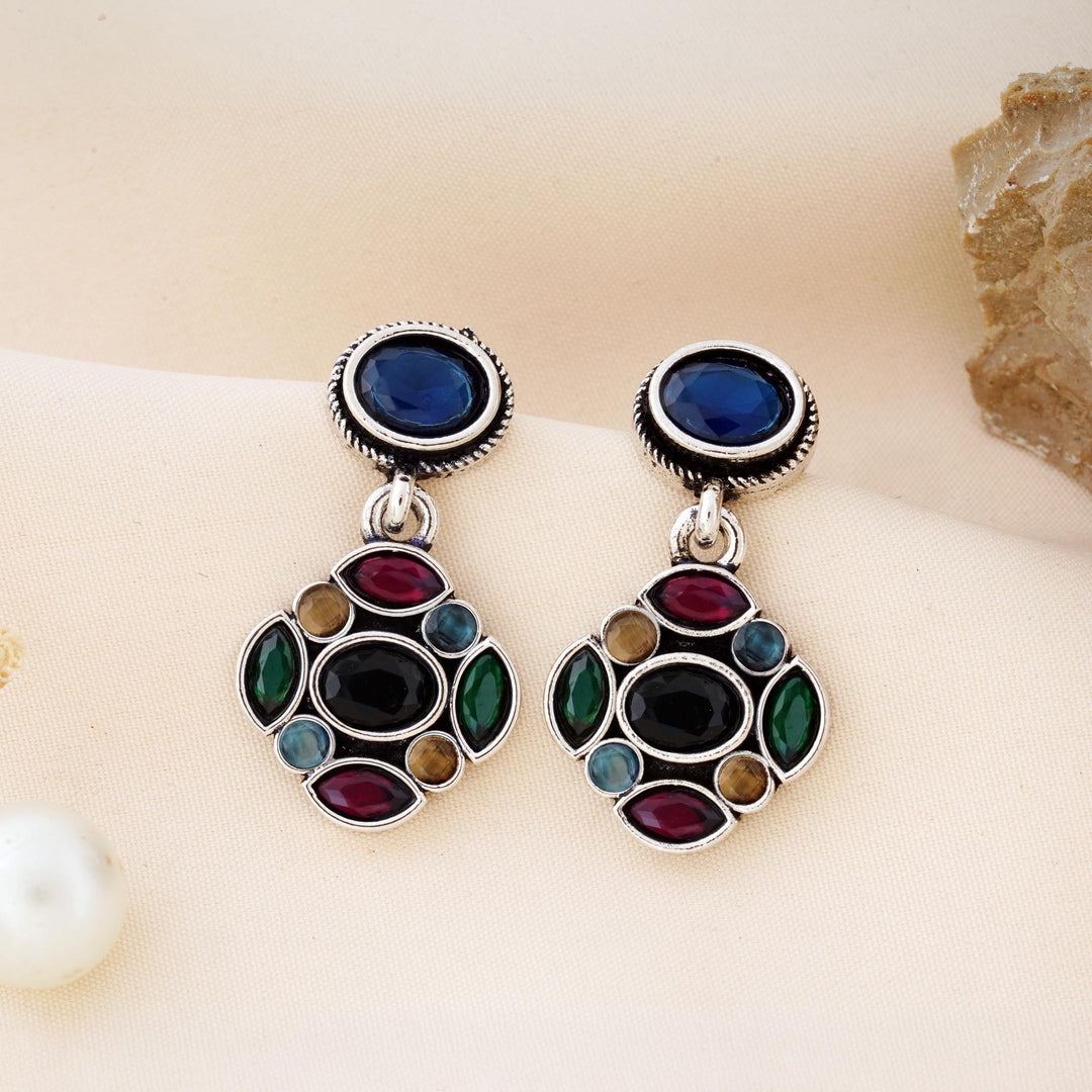 Mosaic Charm Earrings with a Studded Centre