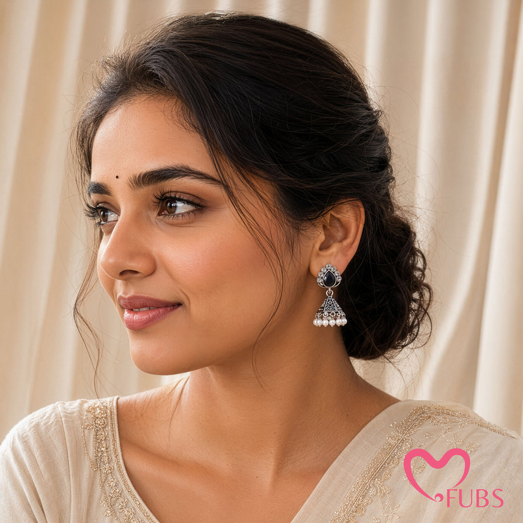 Cone Jhumka Earrings with a Teardrop Top