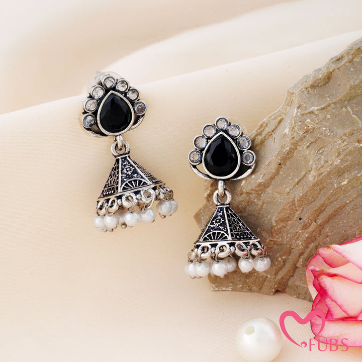 Cone Jhumka Earrings with a Teardrop Top