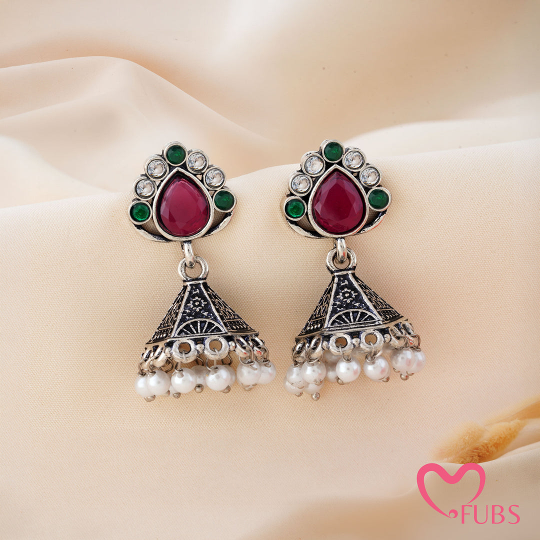 Cone Jhumka Earrings with a Teardrop Top