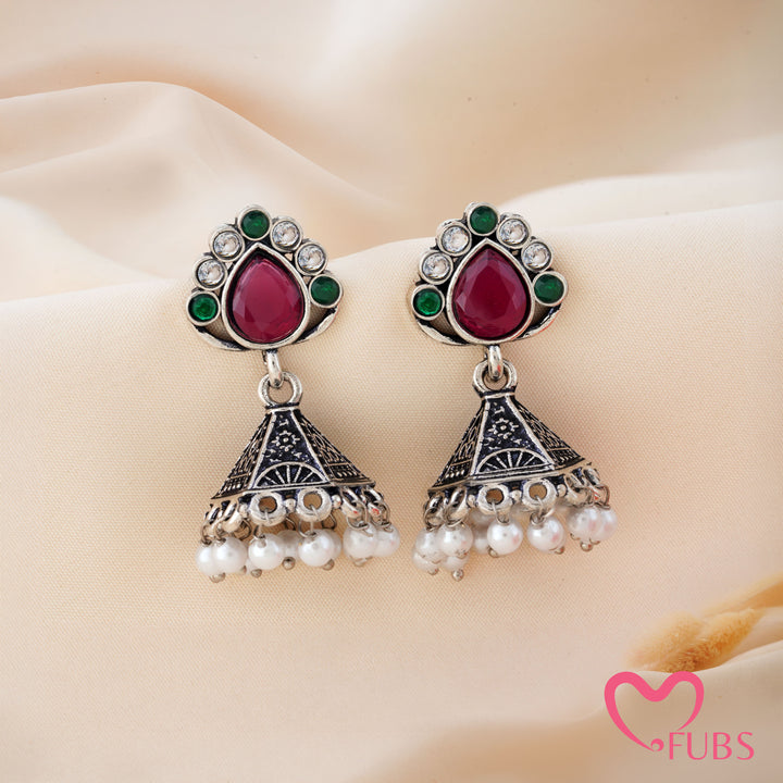 Cone Jhumka Earrings with a Teardrop Top
