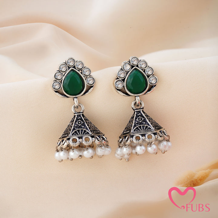 Cone Jhumka Earrings with a Teardrop Top
