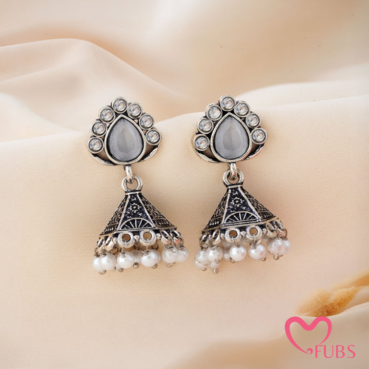 Cone Jhumka Earrings with a Teardrop Top