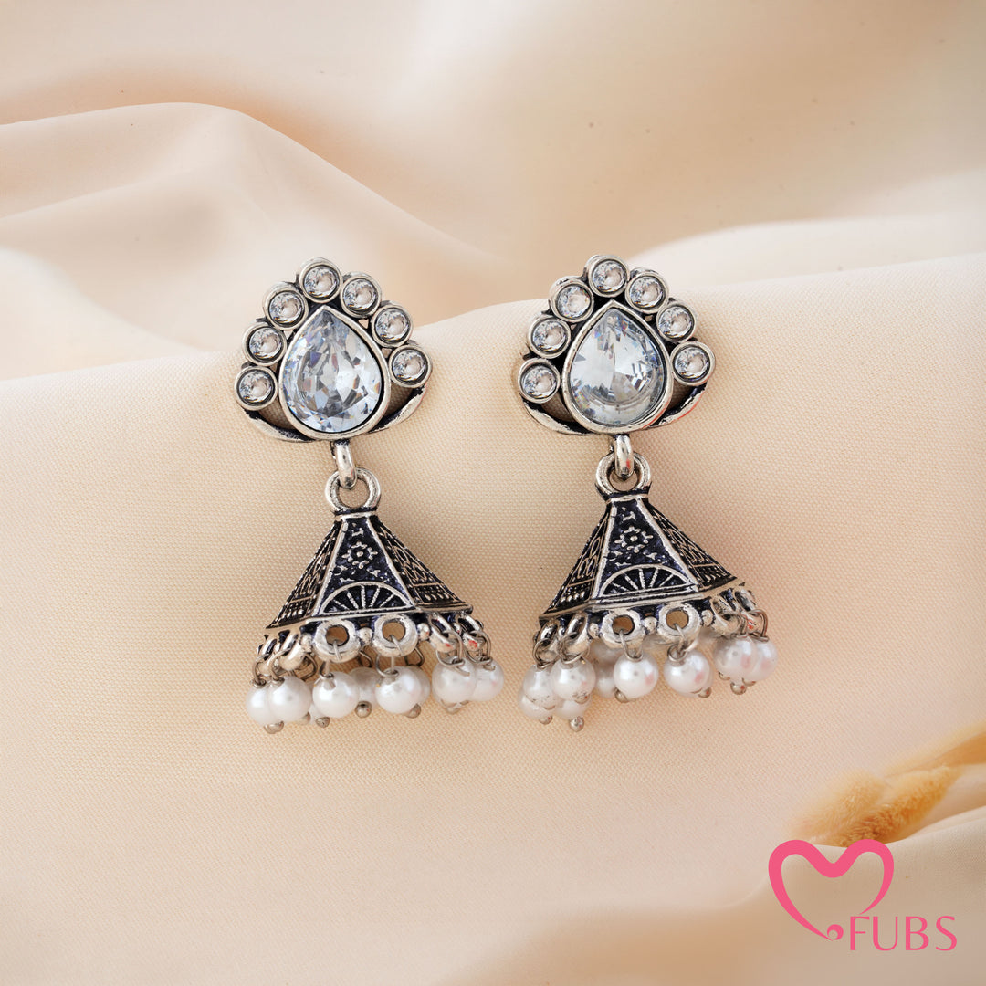 Cone Jhumka Earrings with a Teardrop Top