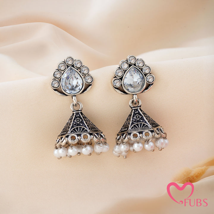 Cone Jhumka Earrings with a Teardrop Top