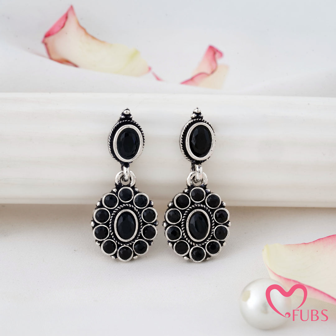 Oval Stone Earrings with a Beaded Halo