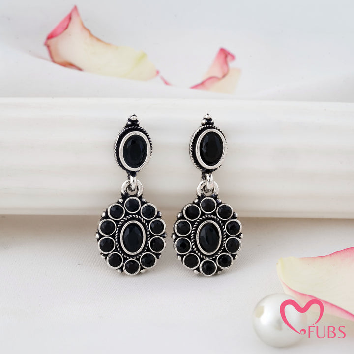 Oval Stone Earrings with a Beaded Halo