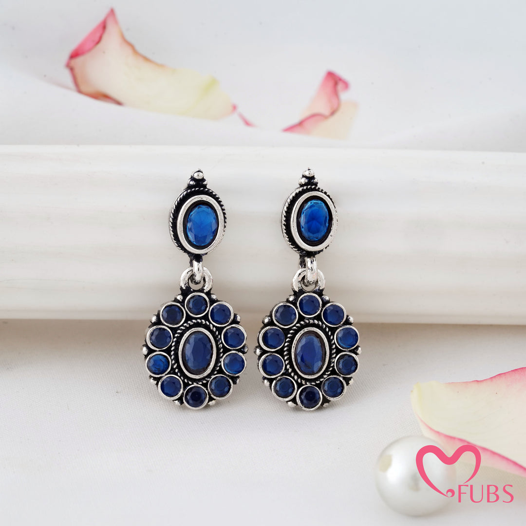 Oval Stone Earrings with a Beaded Halo
