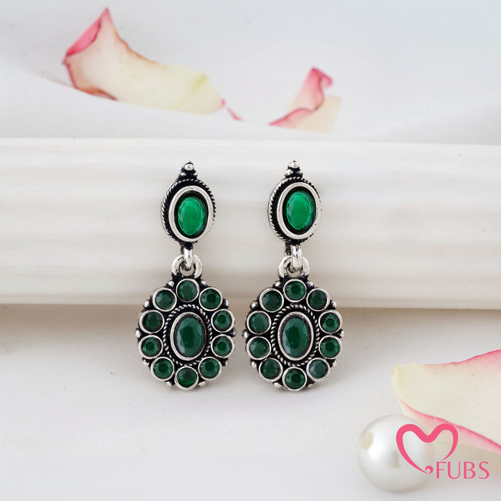 Oval Stone Earrings with a Beaded Halo
