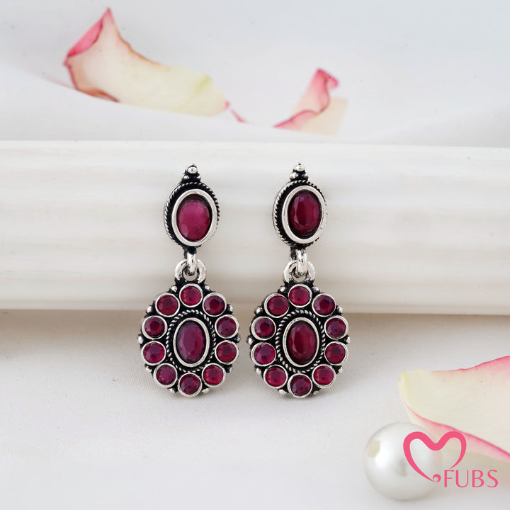 Oval Stone Earrings with a Beaded Halo