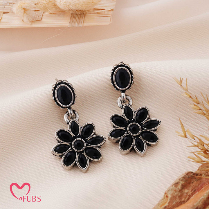 Flower Drop Earrings with Faceted Crystal Petals