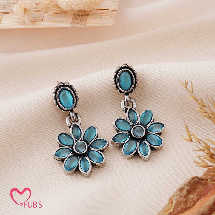 Flower Drop Earrings with Faceted Crystal Petals
